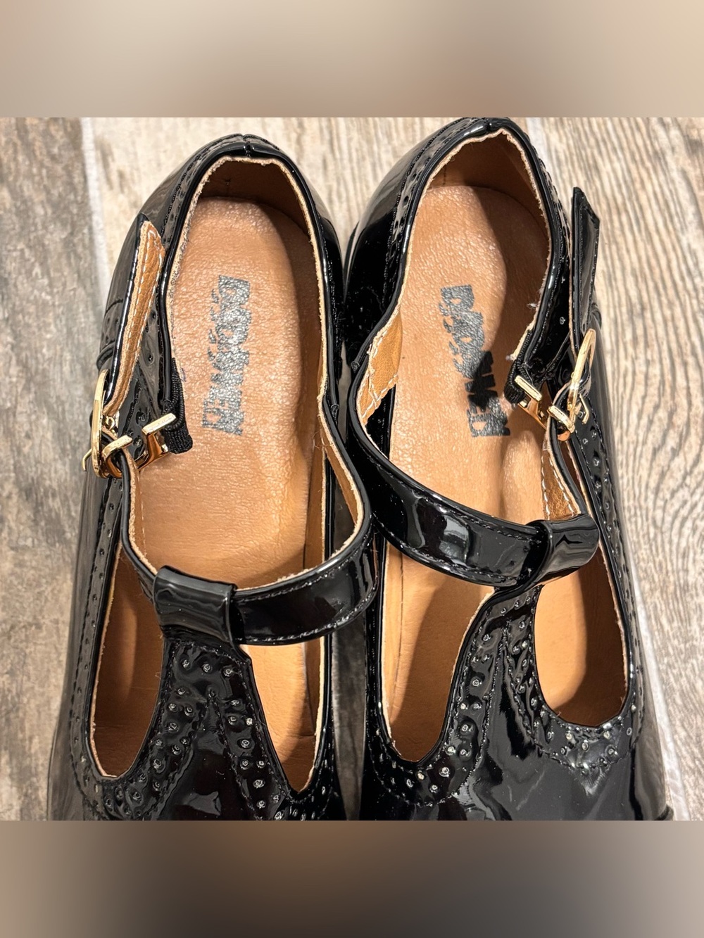Dadawen Black Mary Jane Chunky Platform Heel T-Strap Shoe Shiny y2K Womens 8.5 - Picture 6 of 8